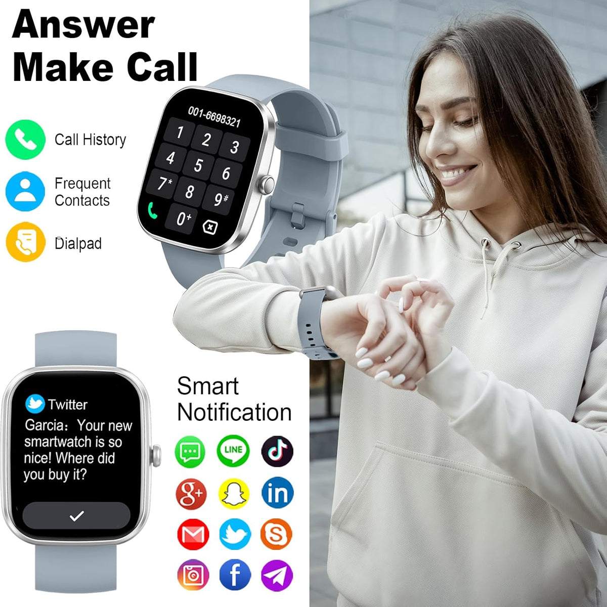Smart Watch for Women (Answer/Make Call), 1.91"HD Smartwatch with Heart Rate/Sleep Monitor/Pedometer/Calories, 2026 Fitness Watch 110+ Sport Modes IP68 Waterproof Activity Tracker for Android iOS Pink