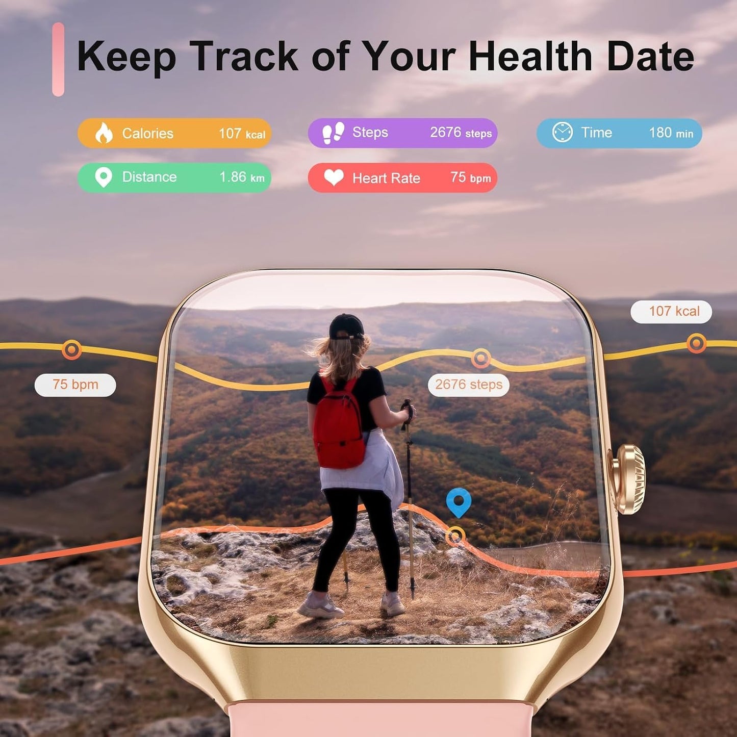Smart Watch for Women (Answer/Make Call), 1.91"HD Smartwatch with Heart Rate/Sleep Monitor/Pedometer/Calories, 2026 Fitness Watch 110+ Sport Modes IP68 Waterproof Activity Tracker for Android iOS Pink