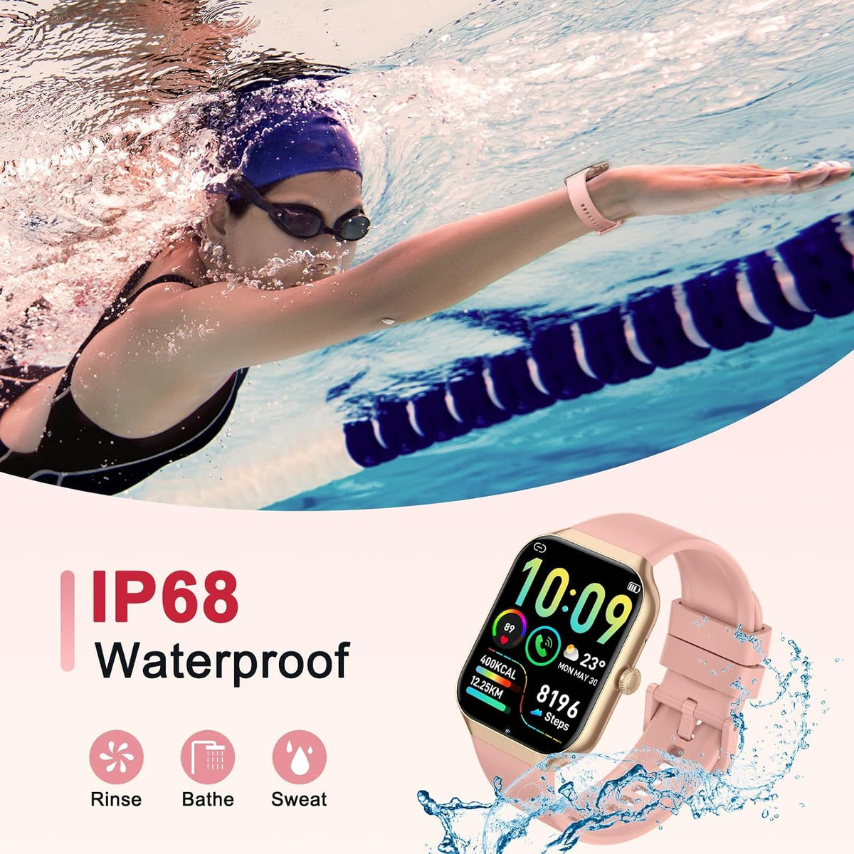 Smart Watch for Women (Answer/Make Call), 1.91"HD Smartwatch with Heart Rate/Sleep Monitor/Pedometer/Calories, 2026 Fitness Watch 110+ Sport Modes IP68 Waterproof Activity Tracker for Android iOS Pink