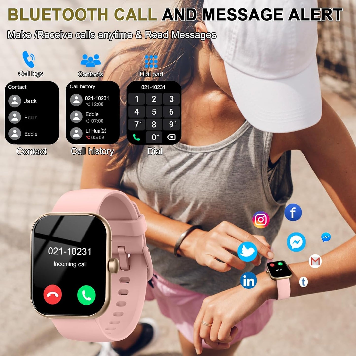Smart Watch for Women (Answer/Make Call), 1.91"HD Smartwatch with Heart Rate/Sleep Monitor/Pedometer/Calories, 2026 Fitness Watch 110+ Sport Modes IP68 Waterproof Activity Tracker for Android iOS Pink