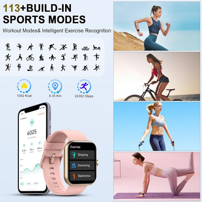 Smart Watch for Women (Answer/Make Call), 1.91"HD Smartwatch with Heart Rate/Sleep Monitor/Pedometer/Calories, 2026 Fitness Watch 110+ Sport Modes IP68 Waterproof Activity Tracker for Android iOS Pink