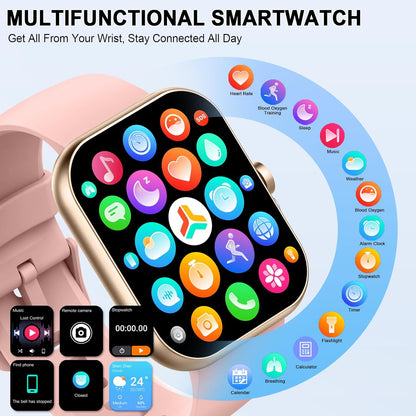 Smart Watch for Women (Answer/Make Call), 1.91"HD Smartwatch with Heart Rate/Sleep Monitor/Pedometer/Calories, 2026 Fitness Watch 110+ Sport Modes IP68 Waterproof Activity Tracker for Android iOS Pink