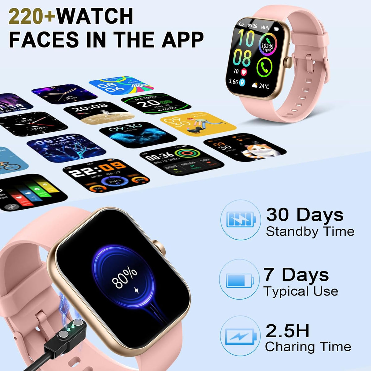 Smart Watch for Women (Answer/Make Call), 1.91"HD Smartwatch with Heart Rate/Sleep Monitor/Pedometer/Calories, 2026 Fitness Watch 110+ Sport Modes IP68 Waterproof Activity Tracker for Android iOS Pink