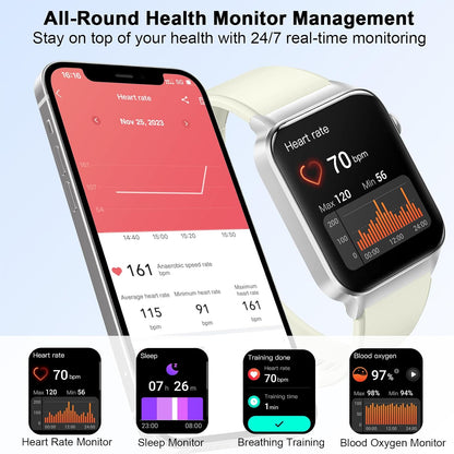 Smart Watch for Women (Answer/Make Call), 1.91"HD Smartwatch with Heart Rate/Sleep Monitor/Pedometer/Calories, 2026 Fitness Watch 110+ Sport Modes IP68 Waterproof Activity Tracker for Android iOS Pink