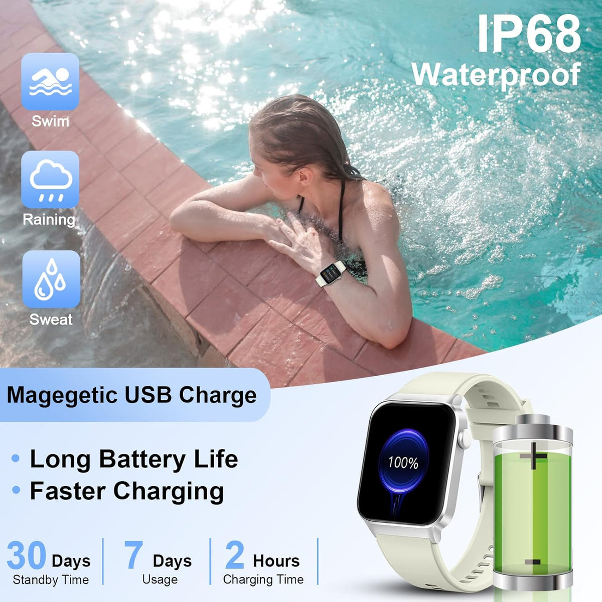 Smart Watch for Women (Answer/Make Call), 1.91"HD Smartwatch with Heart Rate/Sleep Monitor/Pedometer/Calories, 2026 Fitness Watch 110+ Sport Modes IP68 Waterproof Activity Tracker for Android iOS Pink