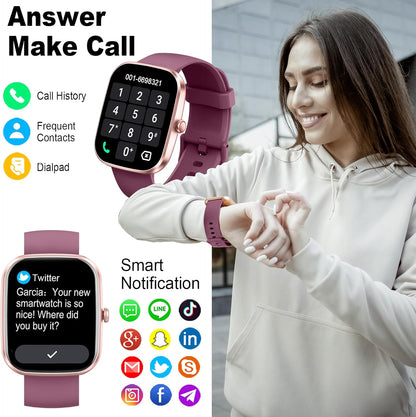 Smart Watch for Women (Answer/Make Call), 1.91"HD Smartwatch with Heart Rate/Sleep Monitor/Pedometer/Calories, 2026 Fitness Watch 110+ Sport Modes IP68 Waterproof Activity Tracker for Android iOS Pink