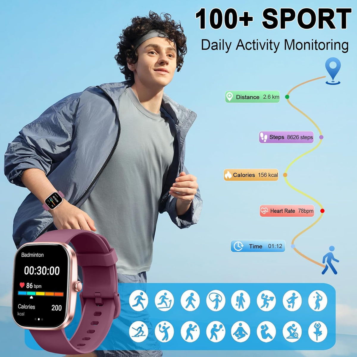 Smart Watch for Women (Answer/Make Call), 1.91"HD Smartwatch with Heart Rate/Sleep Monitor/Pedometer/Calories, 2026 Fitness Watch 110+ Sport Modes IP68 Waterproof Activity Tracker for Android iOS Pink