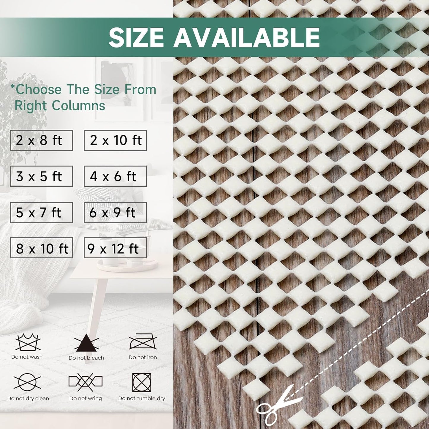 Non Slip Rug Pad Rug Gripper for Hardwood Floors, Extra Thick Non Slip Mat Under Carpet (2'x3')