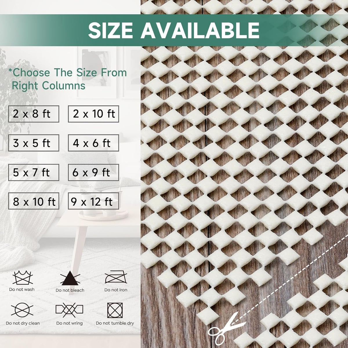 Non Slip Rug Pad Rug Gripper for Hardwood Floors, Extra Thick Non Slip Mat Under Carpet (2'x3')