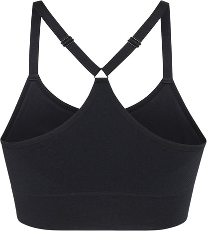 New Balance Women's Sports Bras 3 Pack, Seamless Cami, Removable Pads, Medium Impact Gym Sports Bra for Women, Workout Set