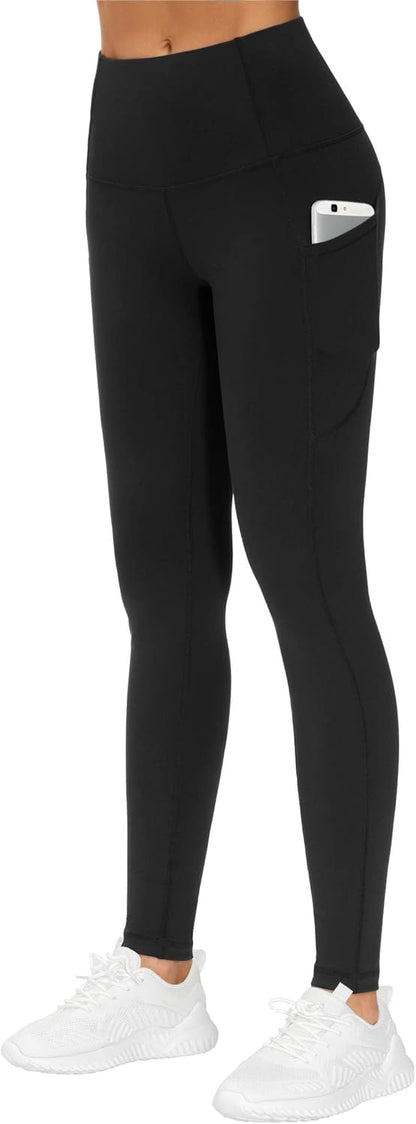 Thick High Waist Yoga Pants with Pockets, Tummy Control Workout Running Yoga Leggings for Women - Colors A