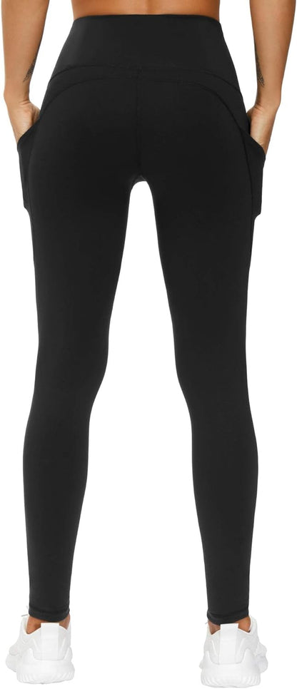 Thick High Waist Yoga Pants with Pockets, Tummy Control Workout Running Yoga Leggings for Women - Colors A