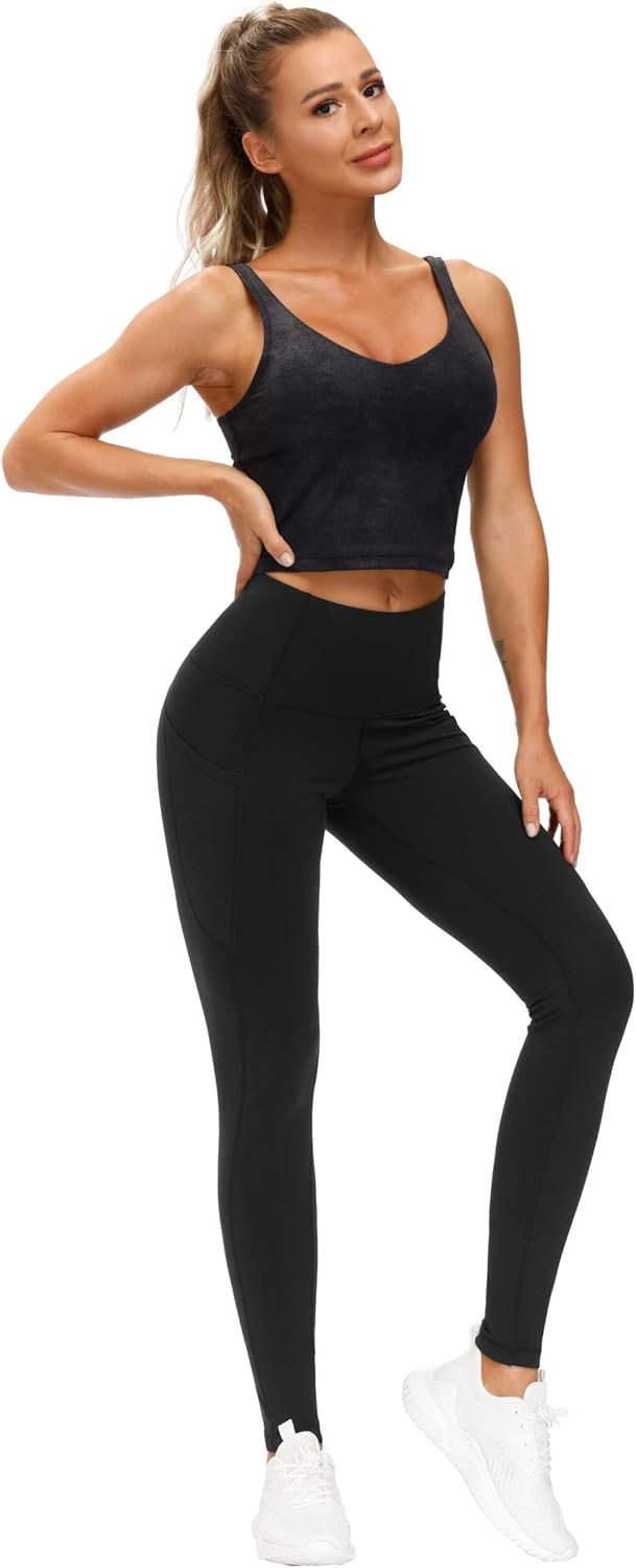 Thick High Waist Yoga Pants with Pockets, Tummy Control Workout Running Yoga Leggings for Women - Colors A