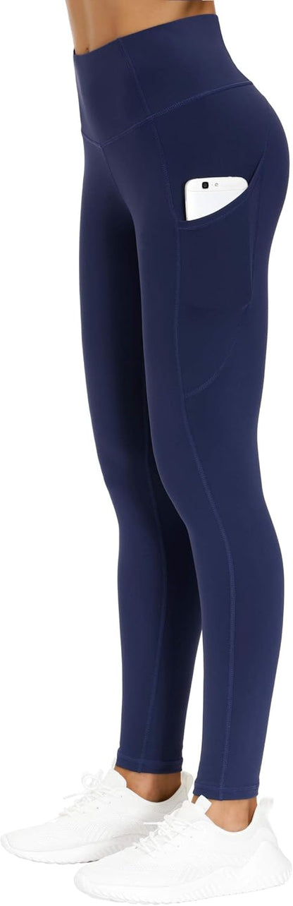 Thick High Waist Yoga Pants with Pockets, Tummy Control Workout Running Yoga Leggings for Women - Colors A