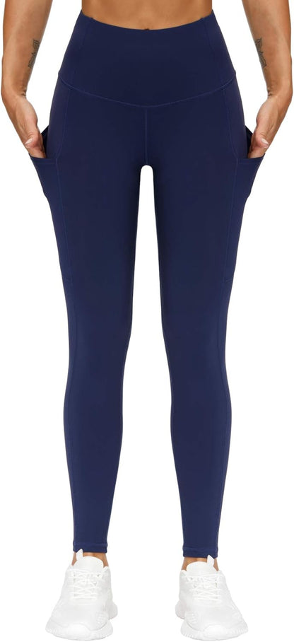 Thick High Waist Yoga Pants with Pockets, Tummy Control Workout Running Yoga Leggings for Women - Colors A
