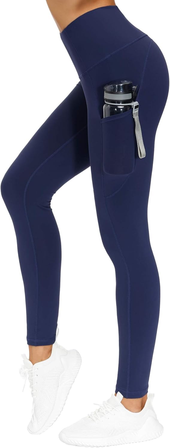 Thick High Waist Yoga Pants with Pockets, Tummy Control Workout Running Yoga Leggings for Women - Colors A