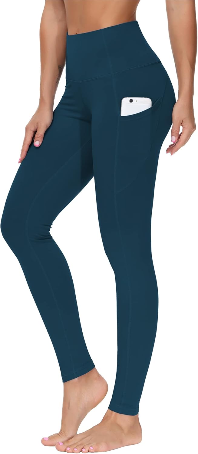 Thick High Waist Yoga Pants with Pockets, Tummy Control Workout Running Yoga Leggings for Women - Colors A
