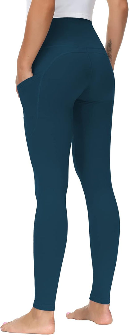 Thick High Waist Yoga Pants with Pockets, Tummy Control Workout Running Yoga Leggings for Women - Colors A
