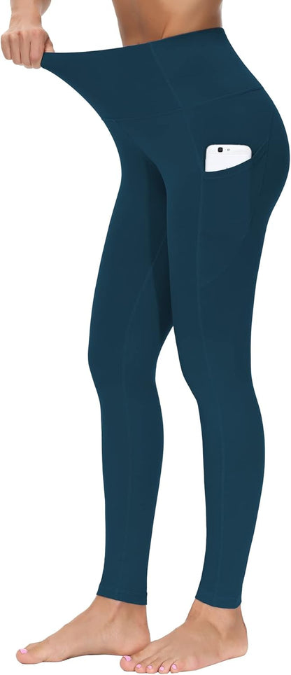 Thick High Waist Yoga Pants with Pockets, Tummy Control Workout Running Yoga Leggings for Women - Colors A