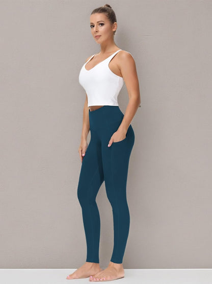 Thick High Waist Yoga Pants with Pockets, Tummy Control Workout Running Yoga Leggings for Women - Colors A