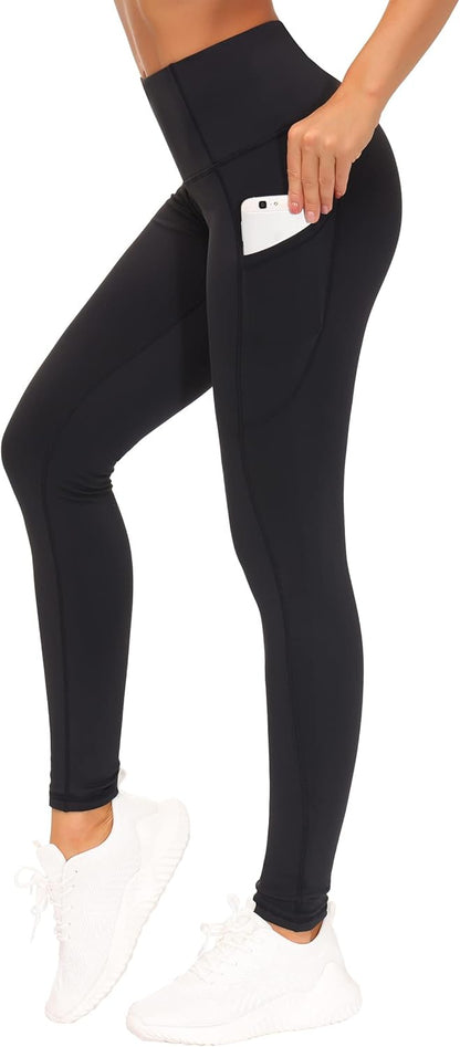 Thick High Waist Yoga Pants with Pockets, Tummy Control Workout Running Yoga Leggings for Women - Colors A