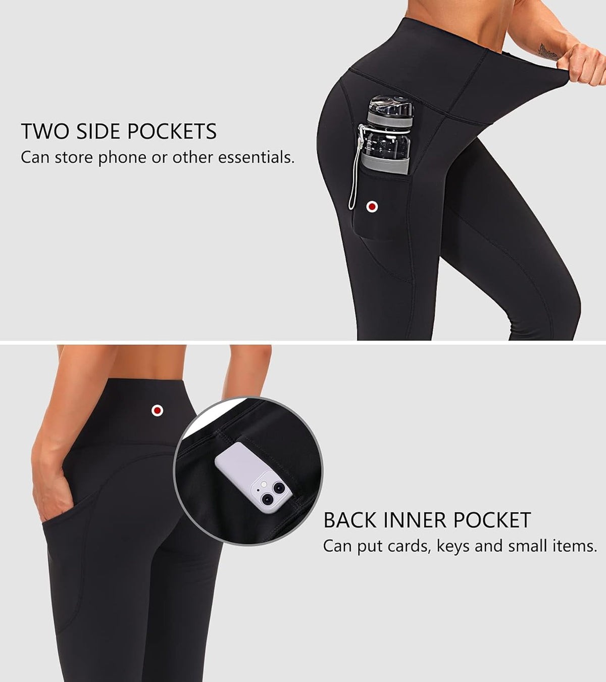 Thick High Waist Yoga Pants with Pockets, Tummy Control Workout Running Yoga Leggings for Women - Colors A