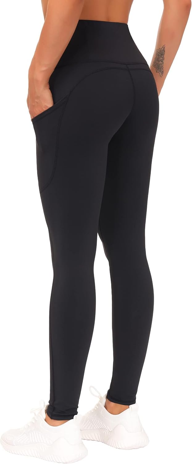 Thick High Waist Yoga Pants with Pockets, Tummy Control Workout Running Yoga Leggings for Women - Colors A