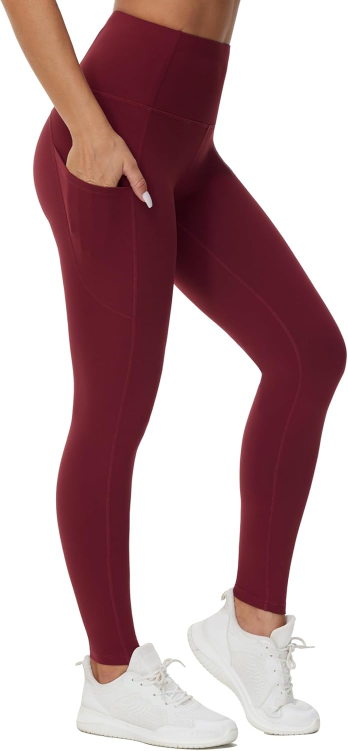 Thick High Waist Yoga Pants with Pockets, Tummy Control Workout Running Yoga Leggings for Women - Colors A
