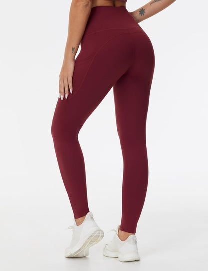 Thick High Waist Yoga Pants with Pockets, Tummy Control Workout Running Yoga Leggings for Women - Colors A