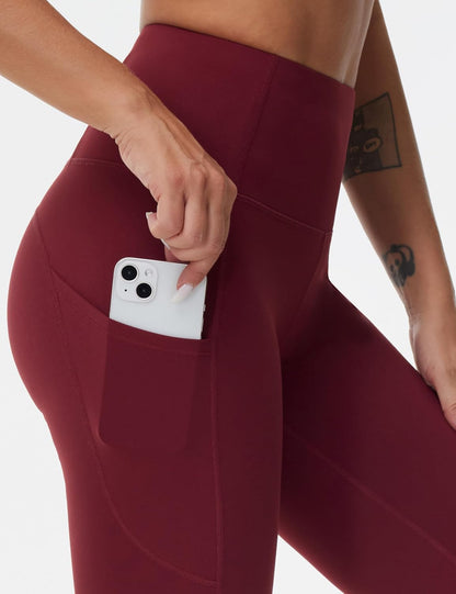 Thick High Waist Yoga Pants with Pockets, Tummy Control Workout Running Yoga Leggings for Women - Colors A