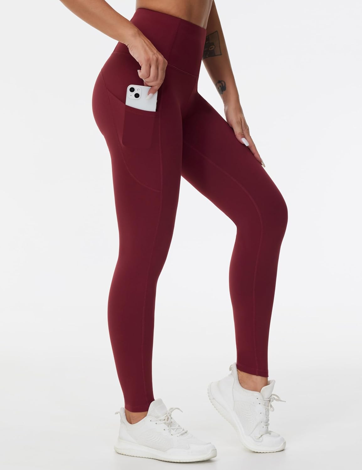 Thick High Waist Yoga Pants with Pockets, Tummy Control Workout Running Yoga Leggings for Women - Colors A