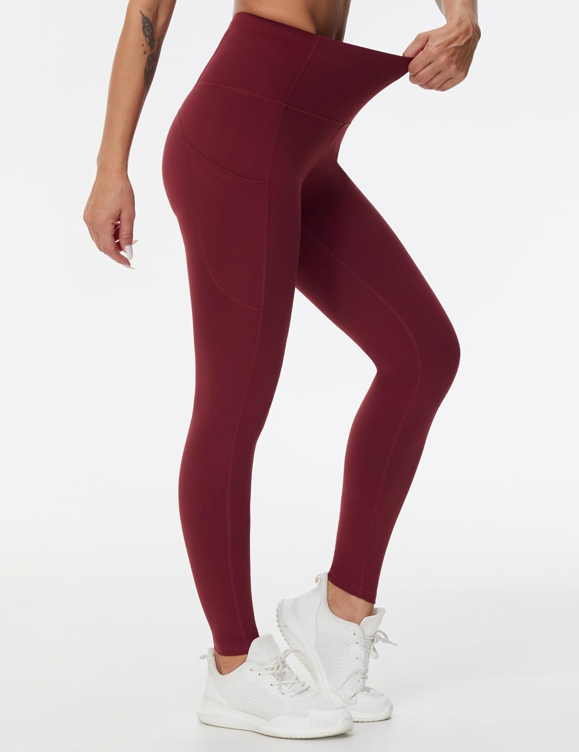 Thick High Waist Yoga Pants with Pockets, Tummy Control Workout Running Yoga Leggings for Women - Colors A