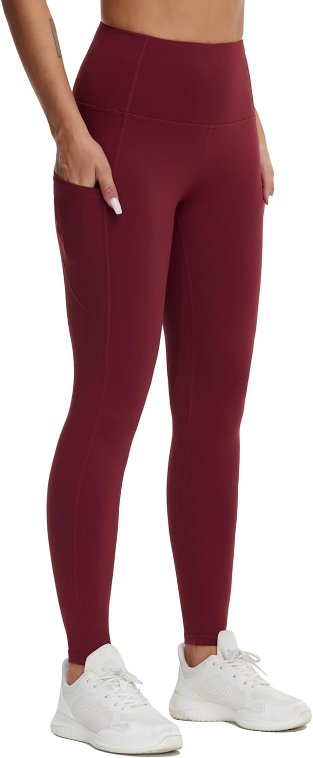 Thick High Waist Yoga Pants with Pockets, Tummy Control Workout Running Yoga Leggings for Women - Colors A