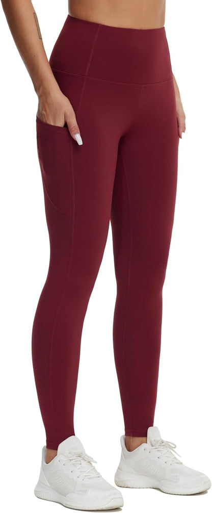 Thick High Waist Yoga Pants with Pockets, Tummy Control Workout Running Yoga Leggings for Women - Colors A