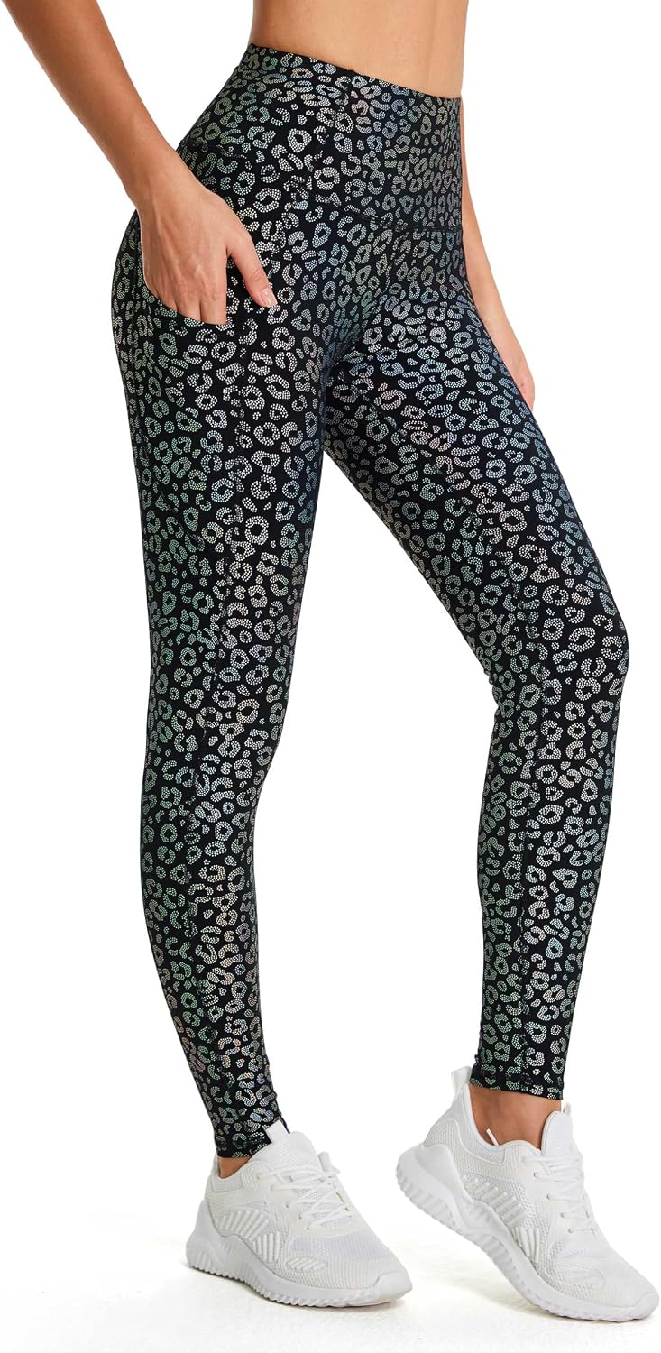 Thick High Waist Yoga Pants with Pockets, Tummy Control Workout Running Yoga Leggings for Women - Colors A