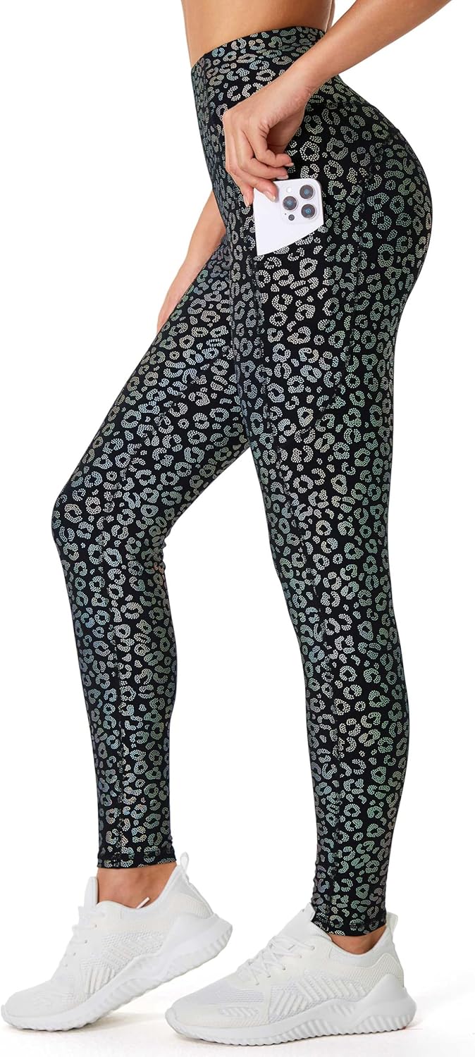 Thick High Waist Yoga Pants with Pockets, Tummy Control Workout Running Yoga Leggings for Women - Colors A