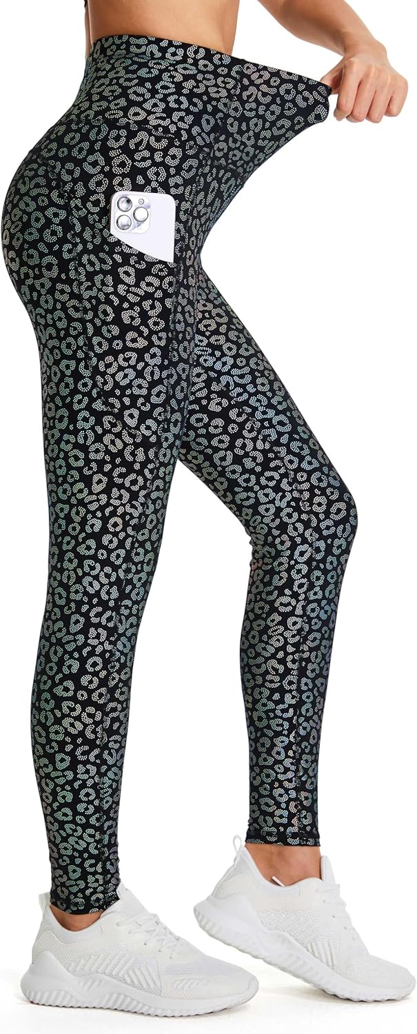 Thick High Waist Yoga Pants with Pockets, Tummy Control Workout Running Yoga Leggings for Women - Colors A