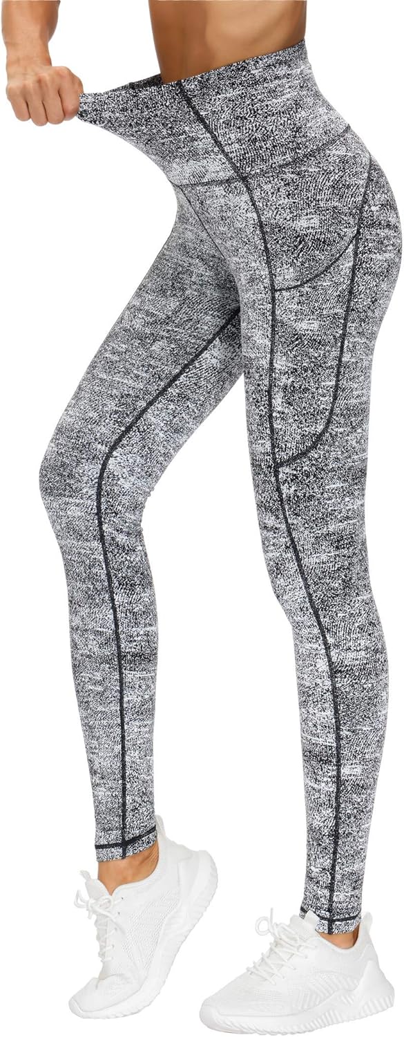 Thick High Waist Yoga Pants with Pockets, Tummy Control Workout Running Yoga Leggings for Women - Colors A