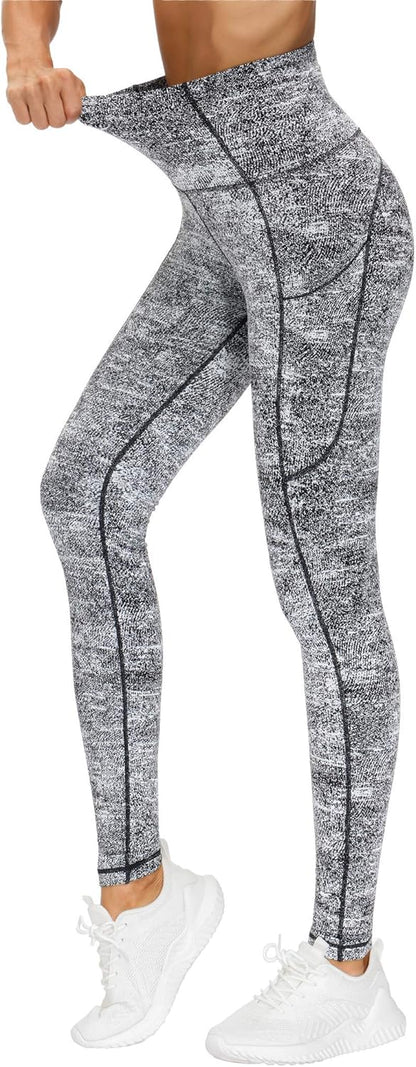 Thick High Waist Yoga Pants with Pockets, Tummy Control Workout Running Yoga Leggings for Women - Colors A