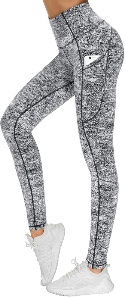 Thick High Waist Yoga Pants with Pockets, Tummy Control Workout Running Yoga Leggings for Women - Colors A