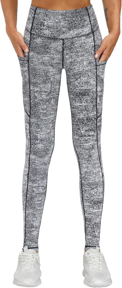 Thick High Waist Yoga Pants with Pockets, Tummy Control Workout Running Yoga Leggings for Women - Colors A