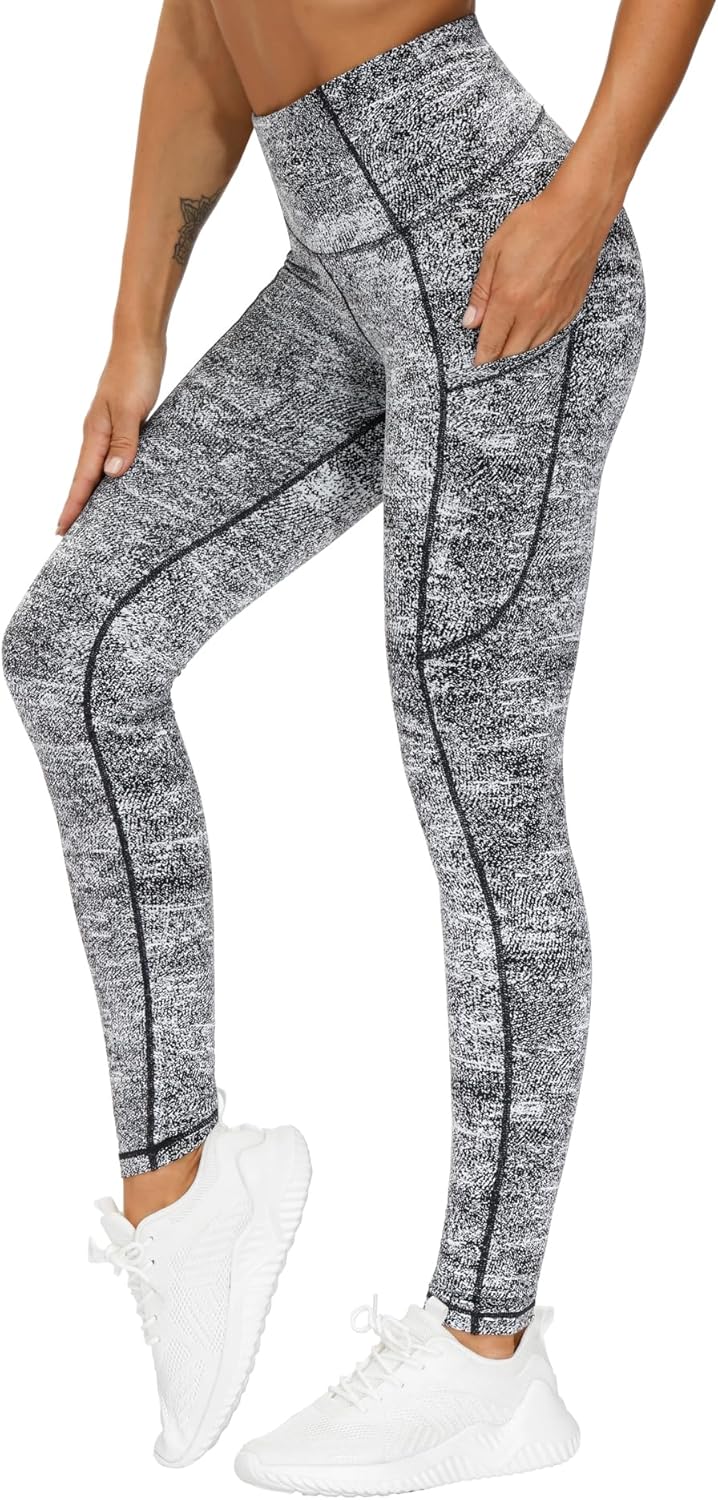 Thick High Waist Yoga Pants with Pockets, Tummy Control Workout Running Yoga Leggings for Women - Colors A