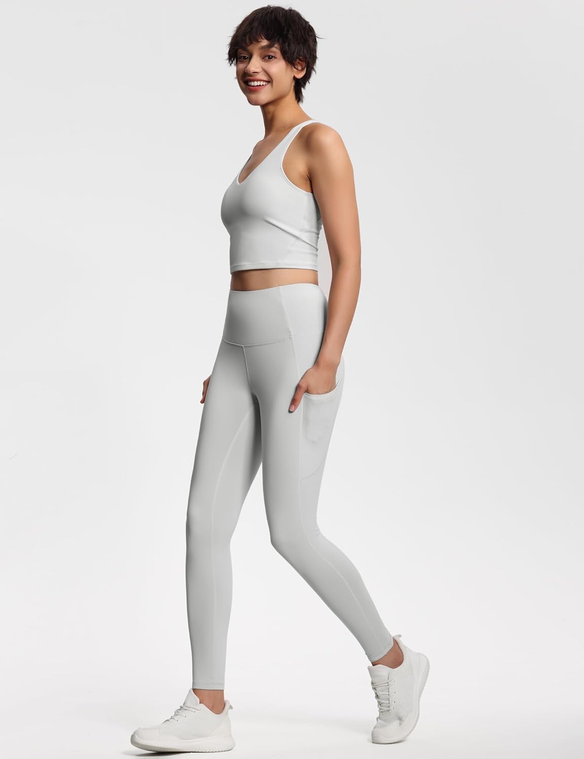 Thick High Waist Yoga Pants with Pockets, Tummy Control Workout Running Yoga Leggings for Women - Colors A