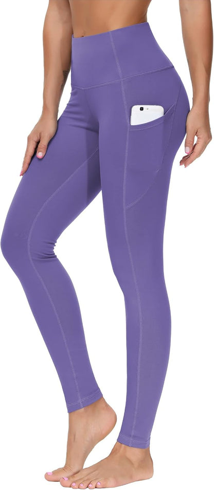 Thick High Waist Yoga Pants with Pockets, Tummy Control Workout Running Yoga Leggings for Women - Colors A
