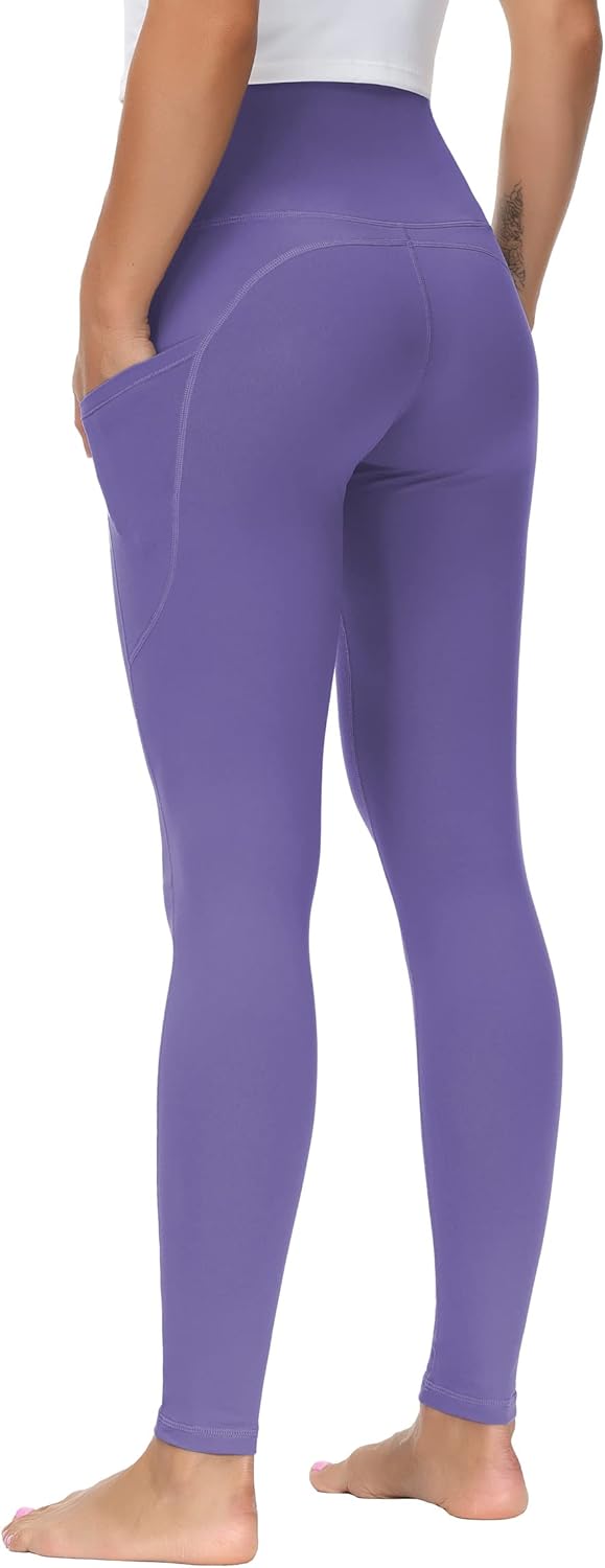 Thick High Waist Yoga Pants with Pockets, Tummy Control Workout Running Yoga Leggings for Women - Colors A