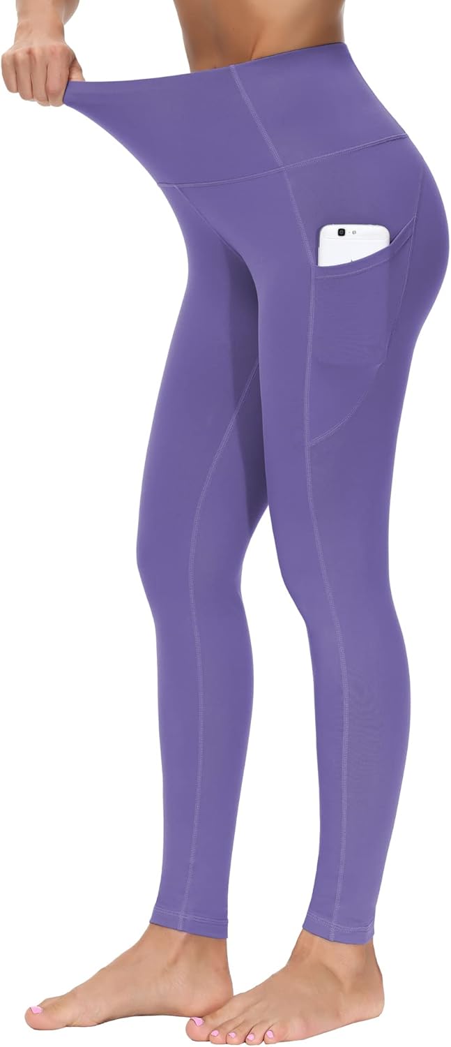 Thick High Waist Yoga Pants with Pockets, Tummy Control Workout Running Yoga Leggings for Women - Colors A