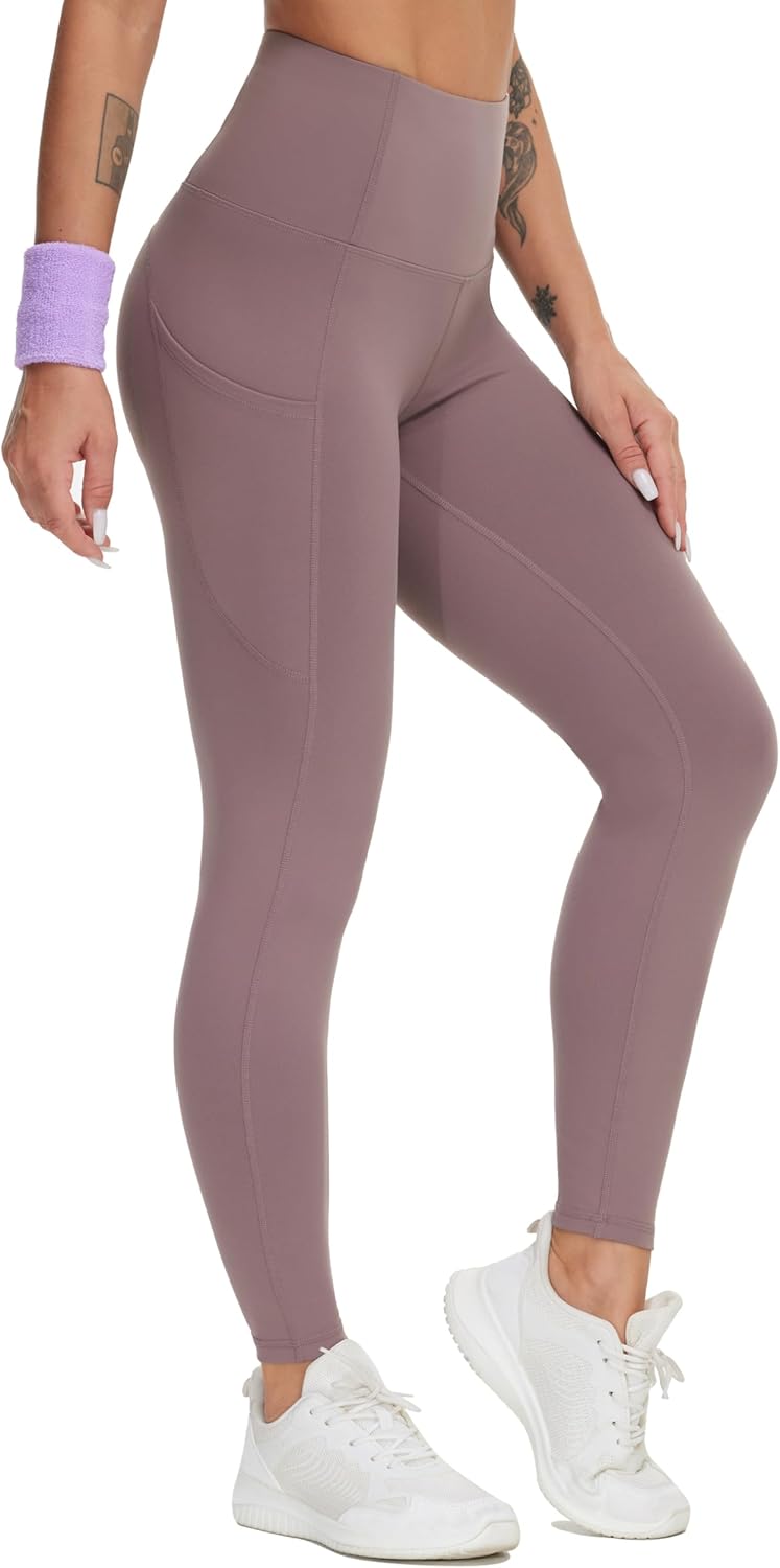 Thick High Waist Yoga Pants with Pockets, Tummy Control Workout Running Yoga Leggings for Women - Colors A