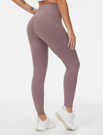 Thick High Waist Yoga Pants with Pockets, Tummy Control Workout Running Yoga Leggings for Women - Colors A