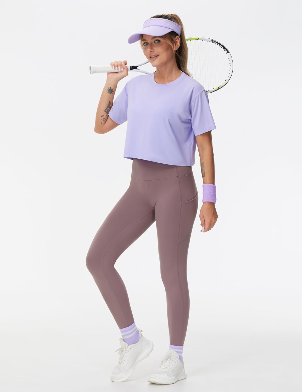 Thick High Waist Yoga Pants with Pockets, Tummy Control Workout Running Yoga Leggings for Women - Colors A