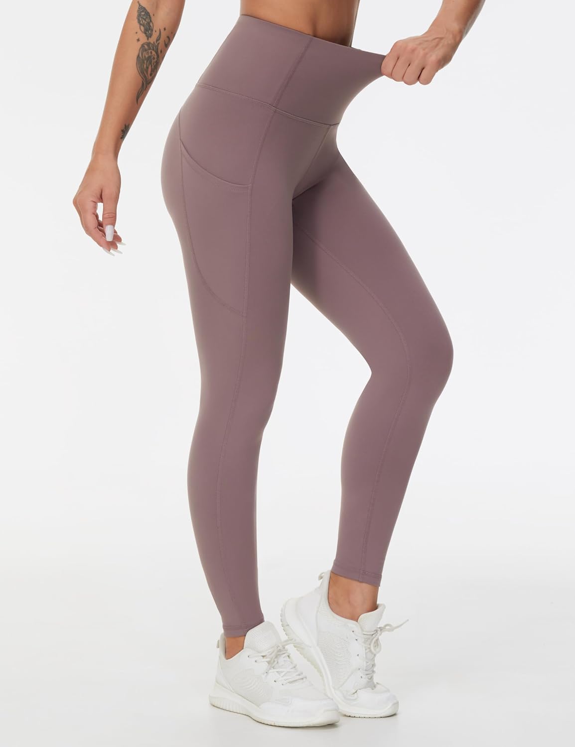 Thick High Waist Yoga Pants with Pockets, Tummy Control Workout Running Yoga Leggings for Women - Colors A